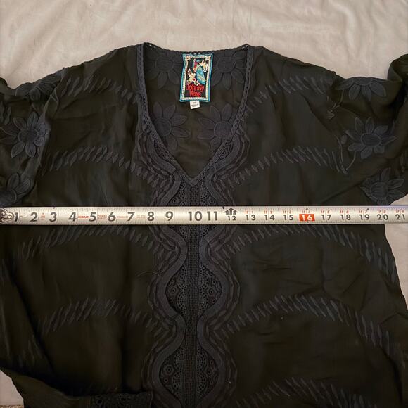 Johnny Was Black, Eyelet, Tunic Top- XS - Picture 7 of 8